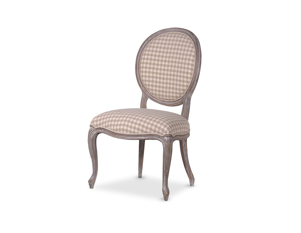 Oval Back Check Dining Chair