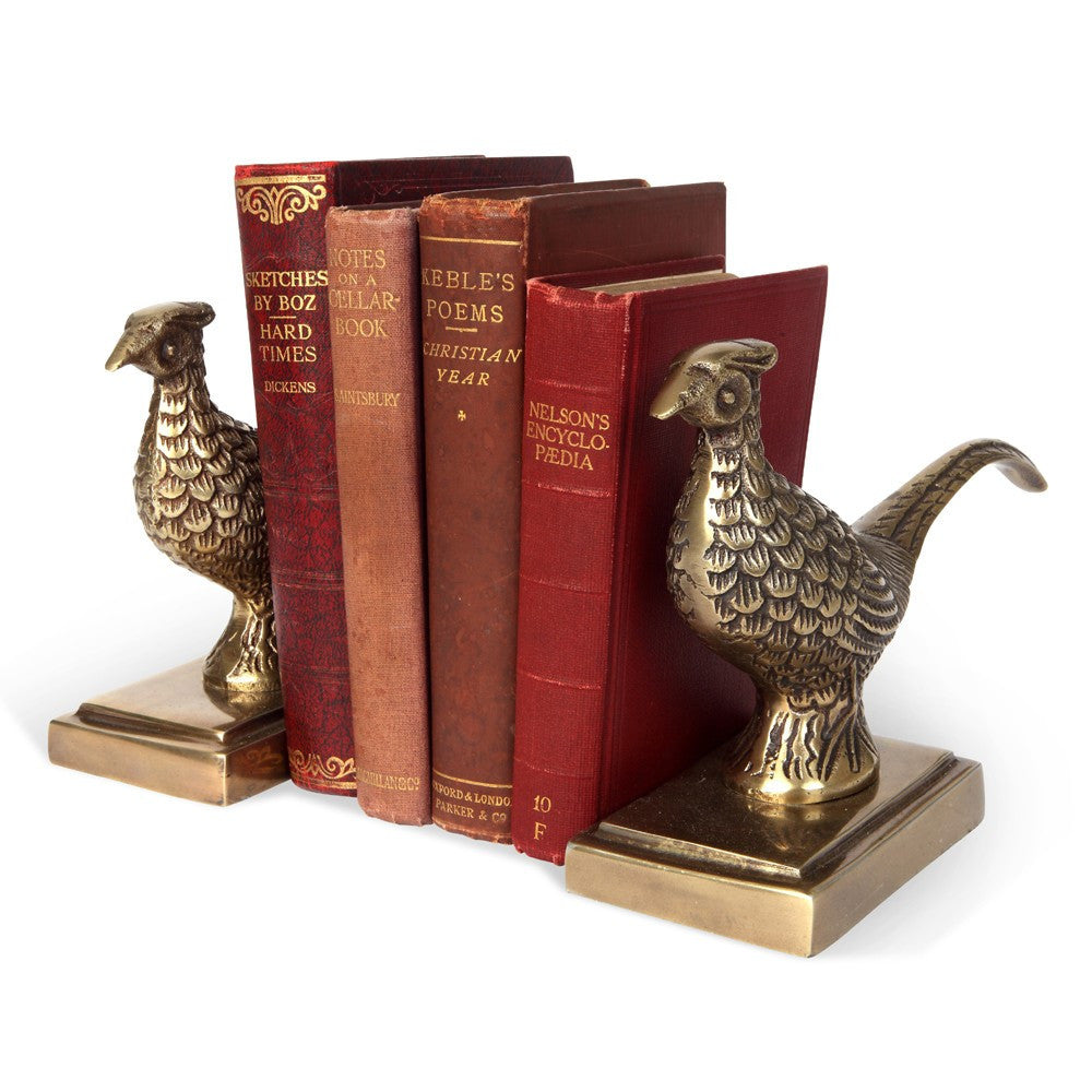Large Gold Finish Pheasant Bookends  Bookends - Bow House Lifestyle