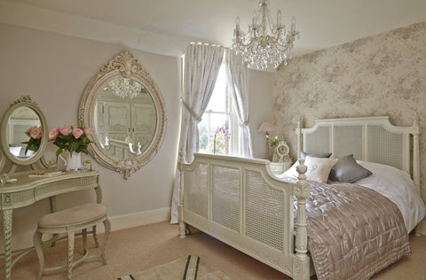 Villeneuve Hand Carved Dressing Table with Mirror in bespoke Farrow and Ball paint finish
