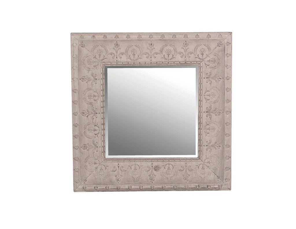 Square Grey Embossed Mirror