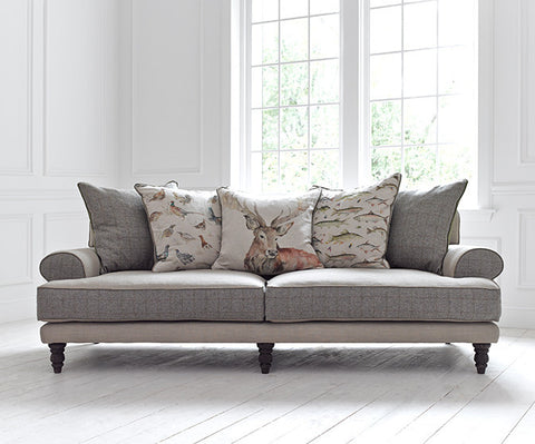 Country upholstered 3 seater sofa with cushions  Seating - Bow House Lifestyle