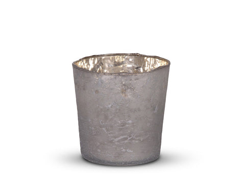 Medium Frosted Votive finished in Silver/White